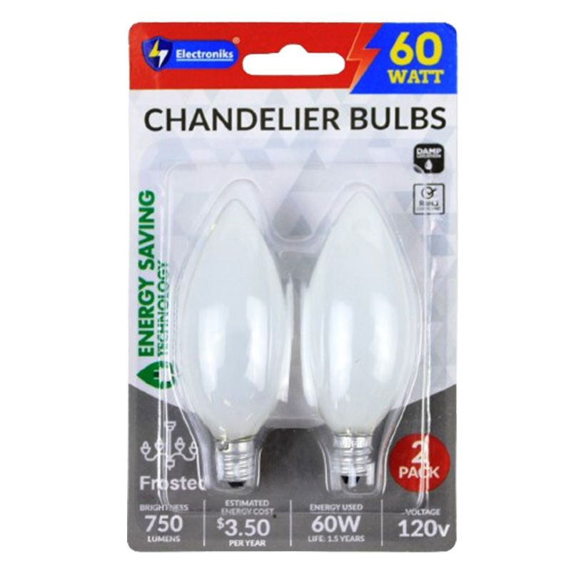 48 pieces of 2pk E12 Frosted Torpedo Bulb 60w
