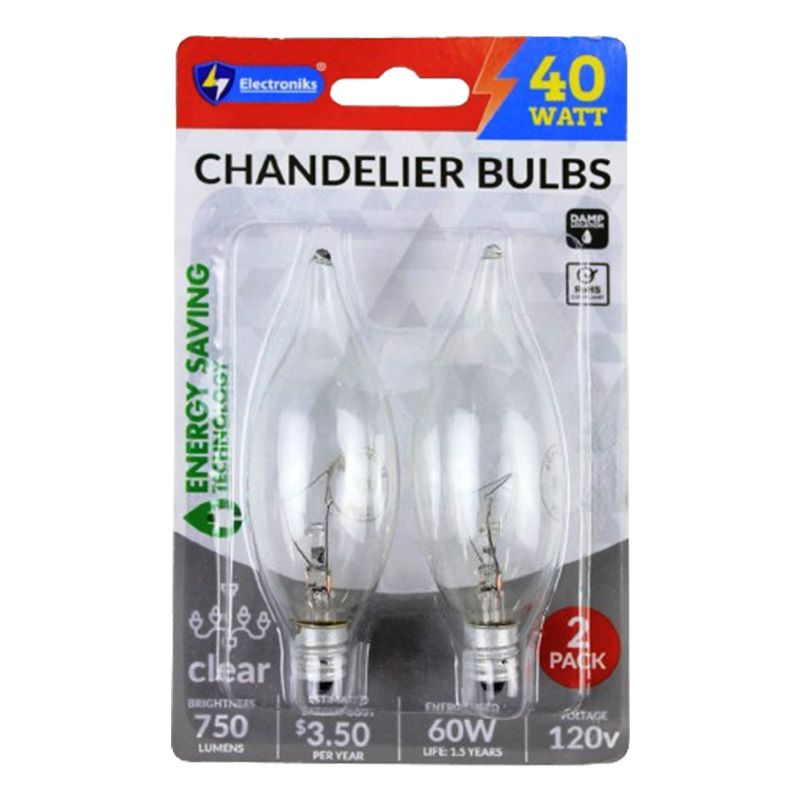 48 pieces of 2pk E12 Clear Turntip Bulb 40w