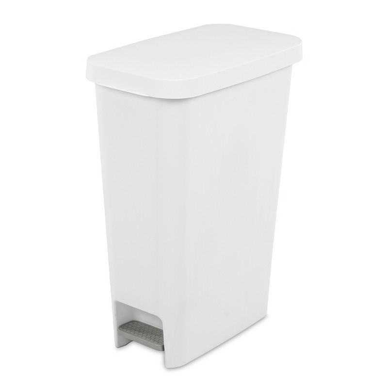 4 pieces of 11 Gal Slim Stepon Wastebasket White