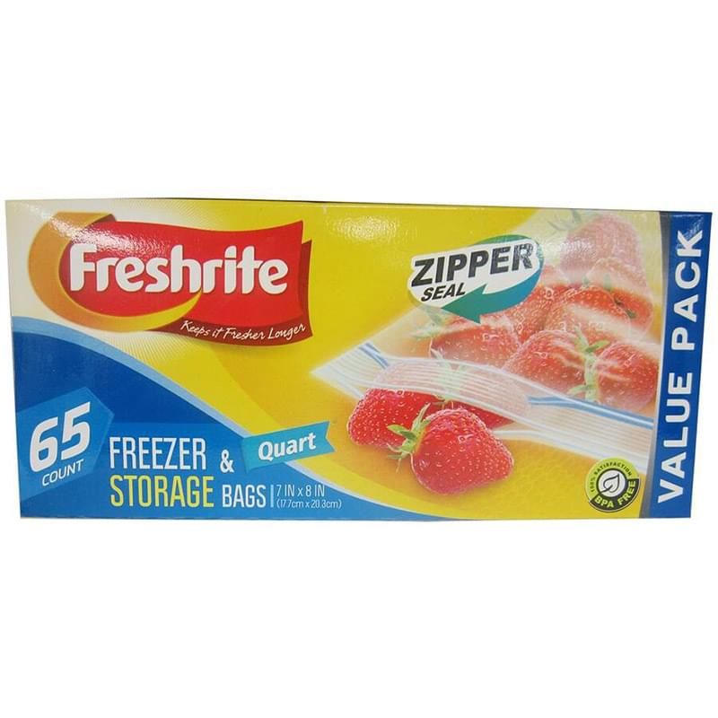 24 pieces of 65ct Quart Size Zipper Freezer Bags