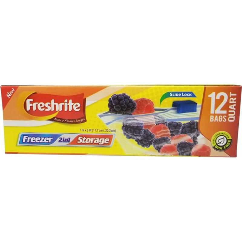 24 pieces of 12ct Quart Size Slidelock Freezer Bag