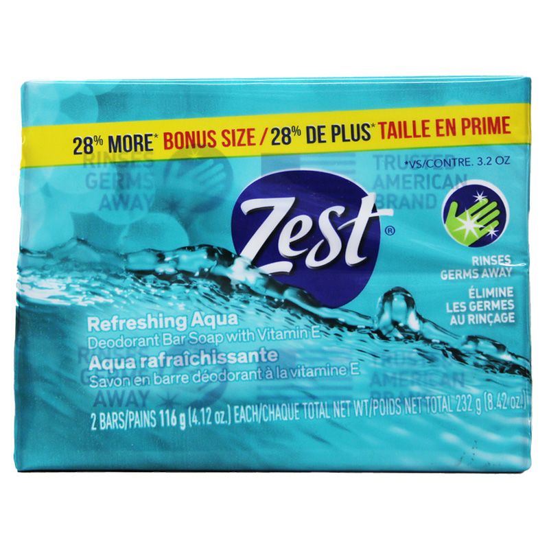 24 Wholesale 4.12oz 2pk Zest Bar Soap Aquae