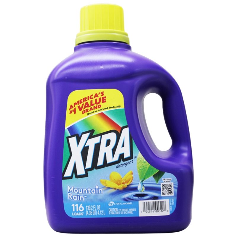 4 pieces of 139.2oz Xtra Laundry Liq Mountain Rain