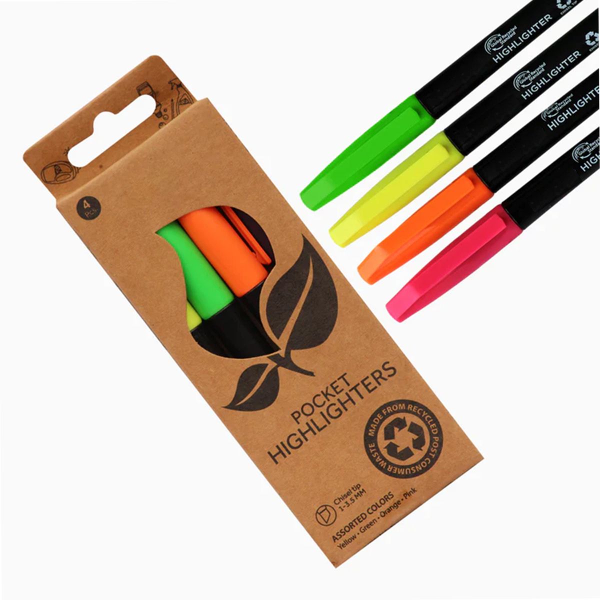 72 Pieces of Highlighter 4 Pack, Assorted, Chisel Tip (72 Pack Per Case)