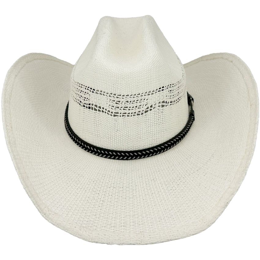 12 pieces White Cowboy Hats With Quality Designer Band - Cattleman ...