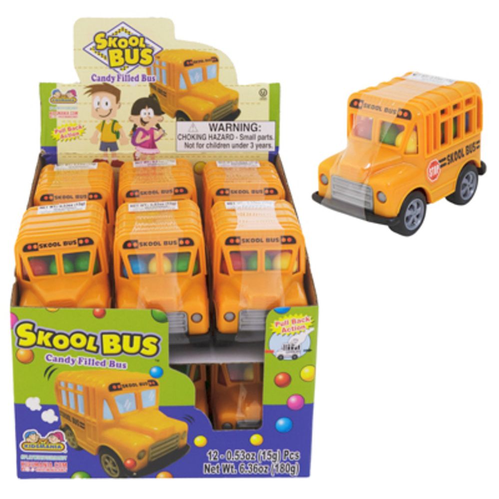 Candy Filled Skool Bus 12pc Counter Display - SB