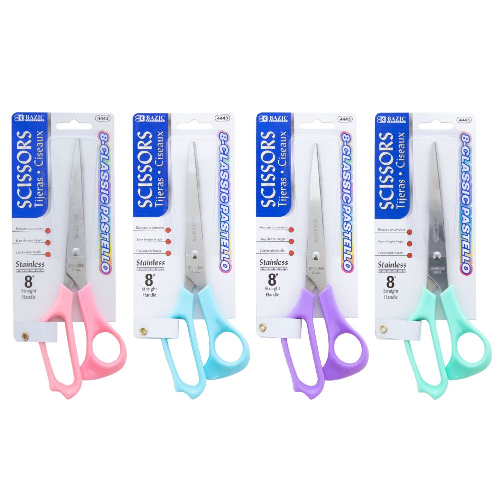 144 pieces of 8" Pastel Classic Stainless Steel Scissors