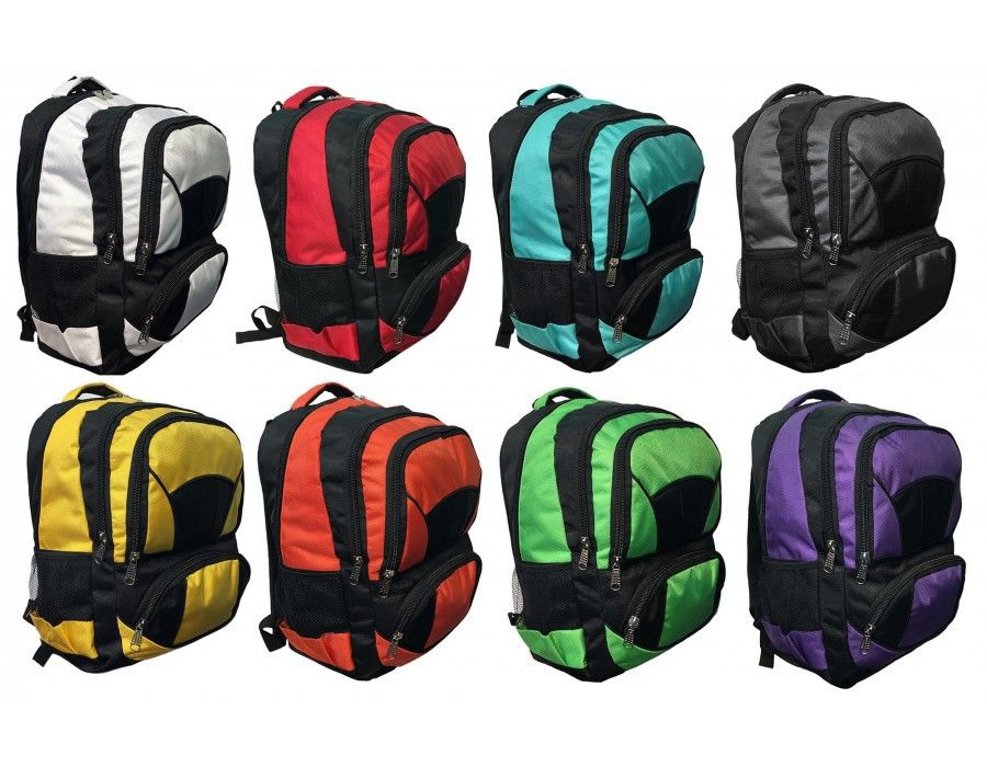 24 Pieces of Premium Backpack 18 X 13 X 9 Inches Front Pencil Organizer In Pocket 2 Full Size Compartments Mesh Side Pockets