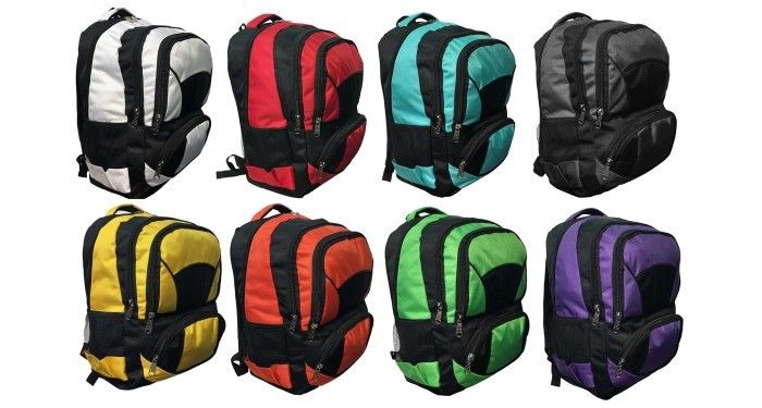 24 Pieces of Premium Backpack 18 X 13 X 9 Inches Front Pencil Organizer In Pocket 2 Full Size Compartments Mesh Side Pockets