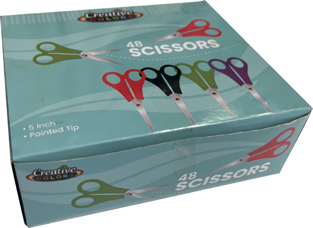 144 Pieces of Scissors 5 Inch Pointed Tip Box Of 48