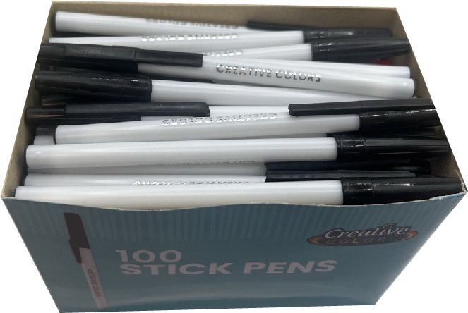 12 Pieces of Stick Pens 100ct Black