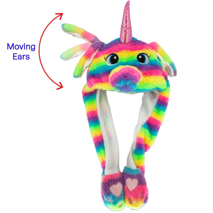 12 pieces of Cute Rainbow Unicorn Hats With Moving Ears
