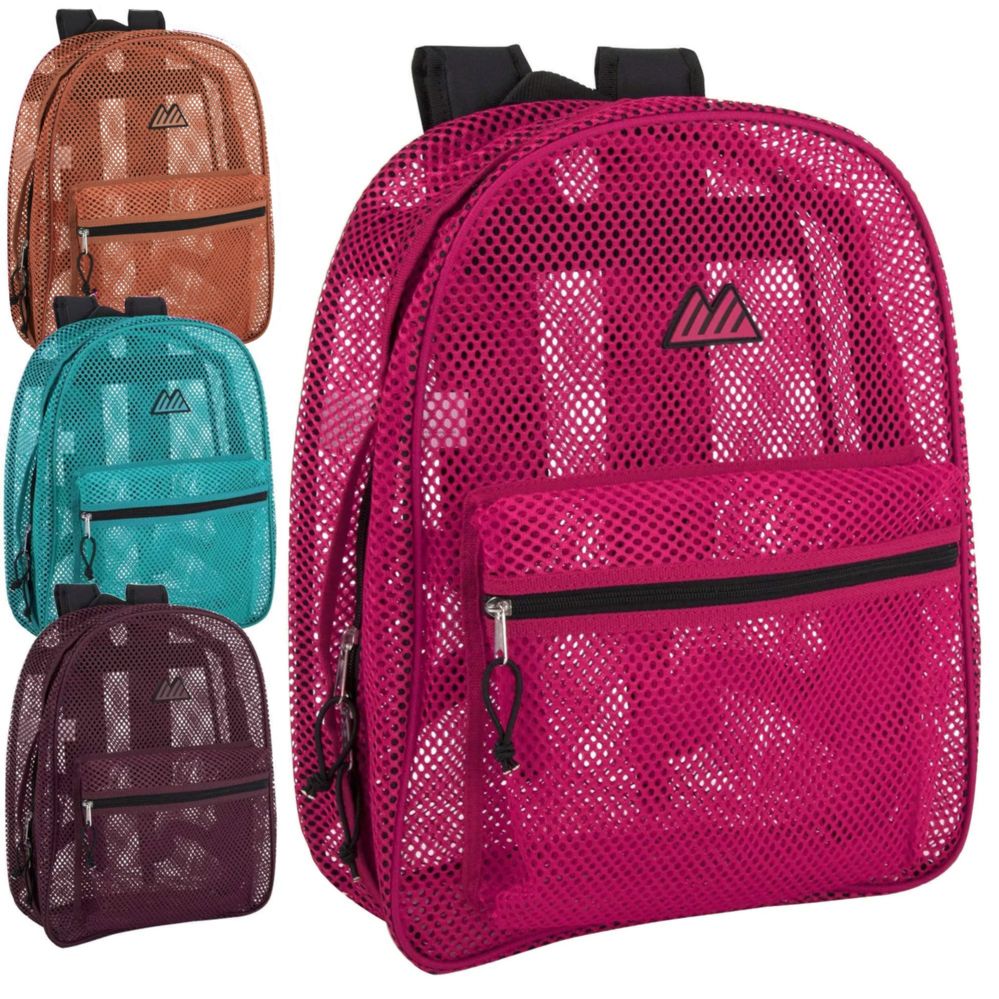 24 Pieces of Bulk Premium 17 Inch Mesh Backpack - Girls 4 Color Assortment