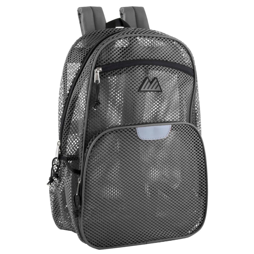 24 Pieces of 18 Inch Pro Jersey Reflective Mesh Backpack - 4 Dark Colors Grey