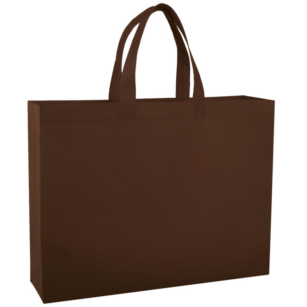 100 Pieces of 16 Inch Reusable Shopping Tote Bag - 5 Colors Brown