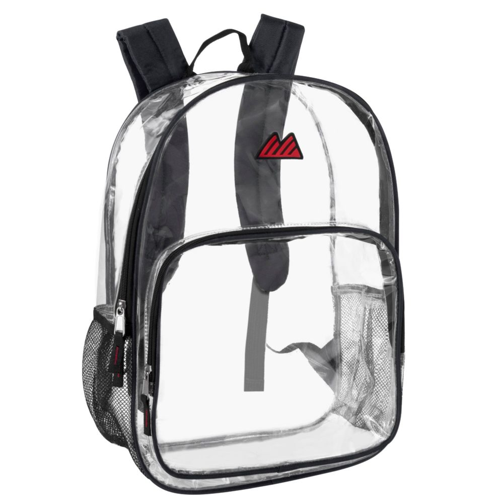 24 Pieces of Trailmaker 17 Inch Clear Backpack Black