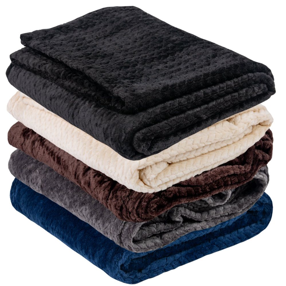24 Pieces of Twin Fleece Throw Blankets 80 X 60in Blue