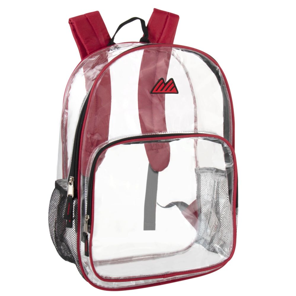 24 Pieces of Trailmaker 17 Inch Clear Backpack Red