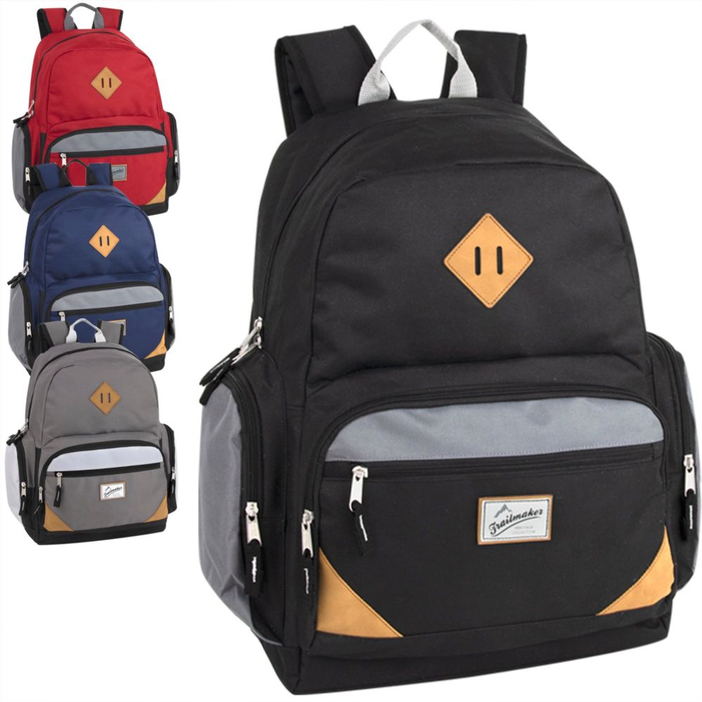 24 Pieces of 19-Inch Trailmaker Duo Compartment Backpack With Laptop Sleeve Black Only