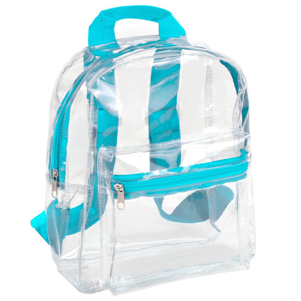 24 Pieces of Mini Backpack 12 Inch Clear - Single Colors Aqua