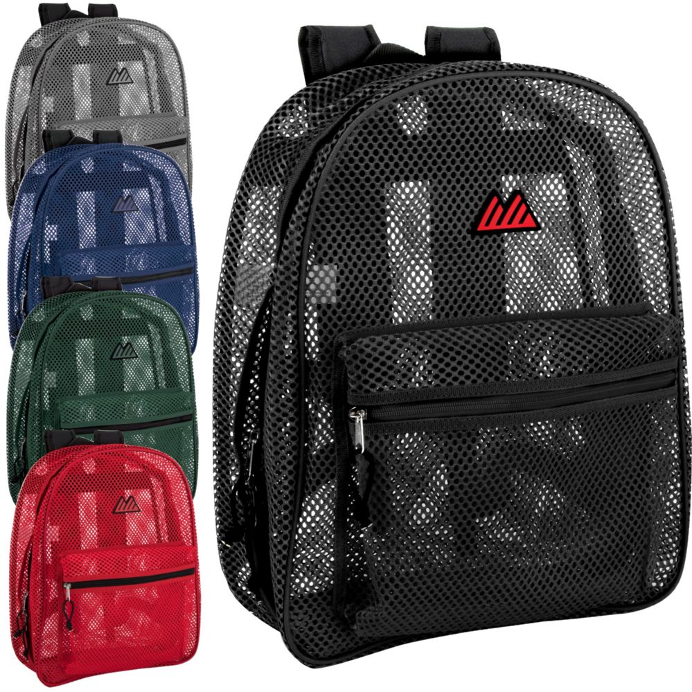 24 Pieces of Bulk Premium 17 Inch Mesh Backpack 5 Color Assortment