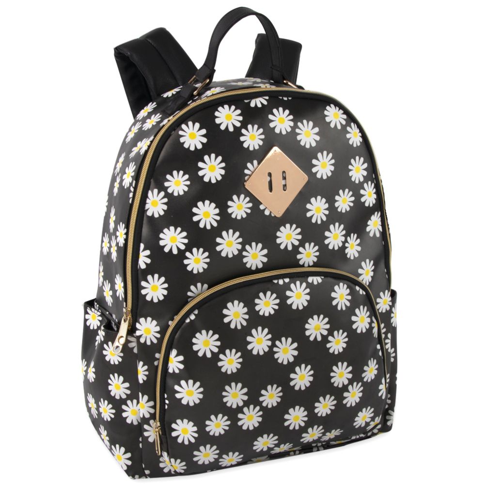24 Pieces of 17 Inch Printed Vinyl Backpack Daisy