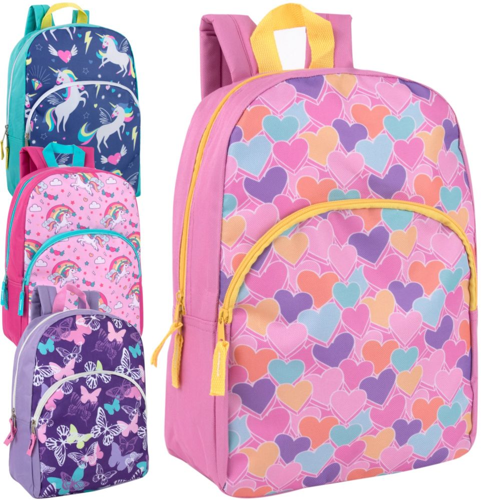 24 Pieces of 15 Inch Character Backpacks 4 Girl Prints