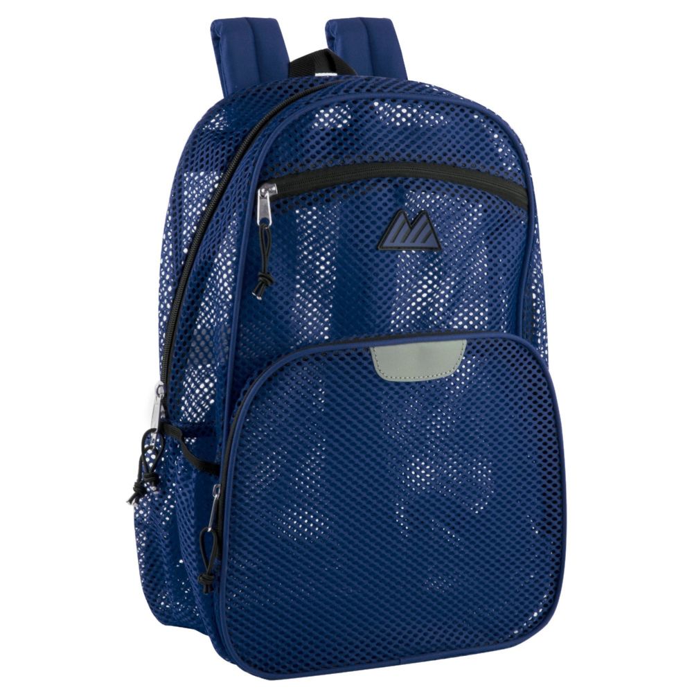24 Pieces of 18 Inch Pro Jersey Reflective Mesh Backpack - 4 Dark Colors Blue