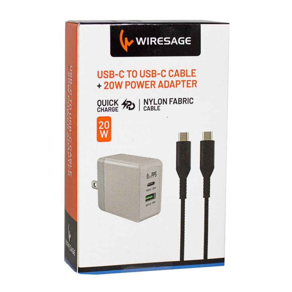 24 pieces of Wiresage 20 Watt Dual Wall Adapter A,c +  Usbc To Usbc Cable