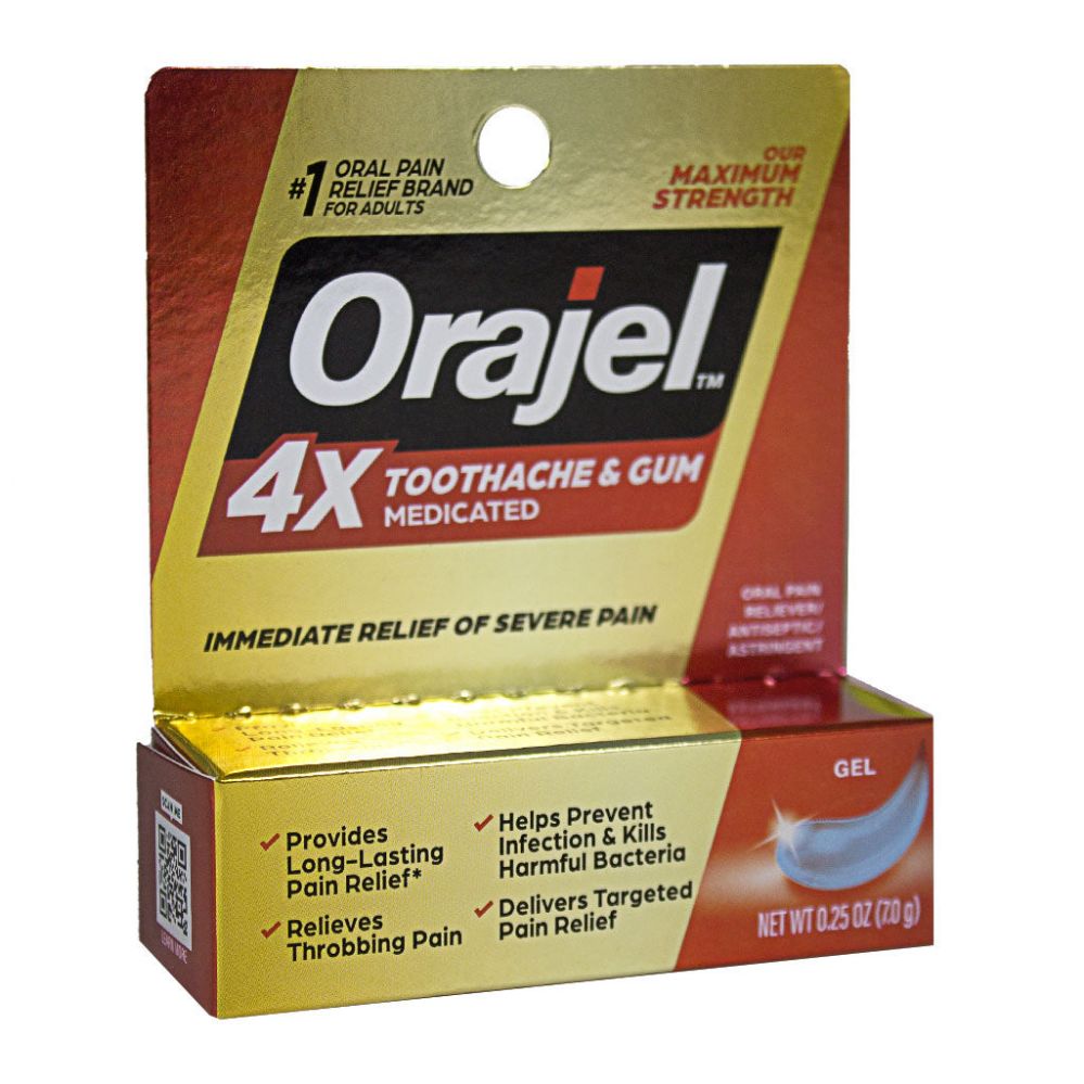 12 Pieces of Travel Size Orajel 4x Medicated For Toothache And Gum GeL- 0.25 Oz.