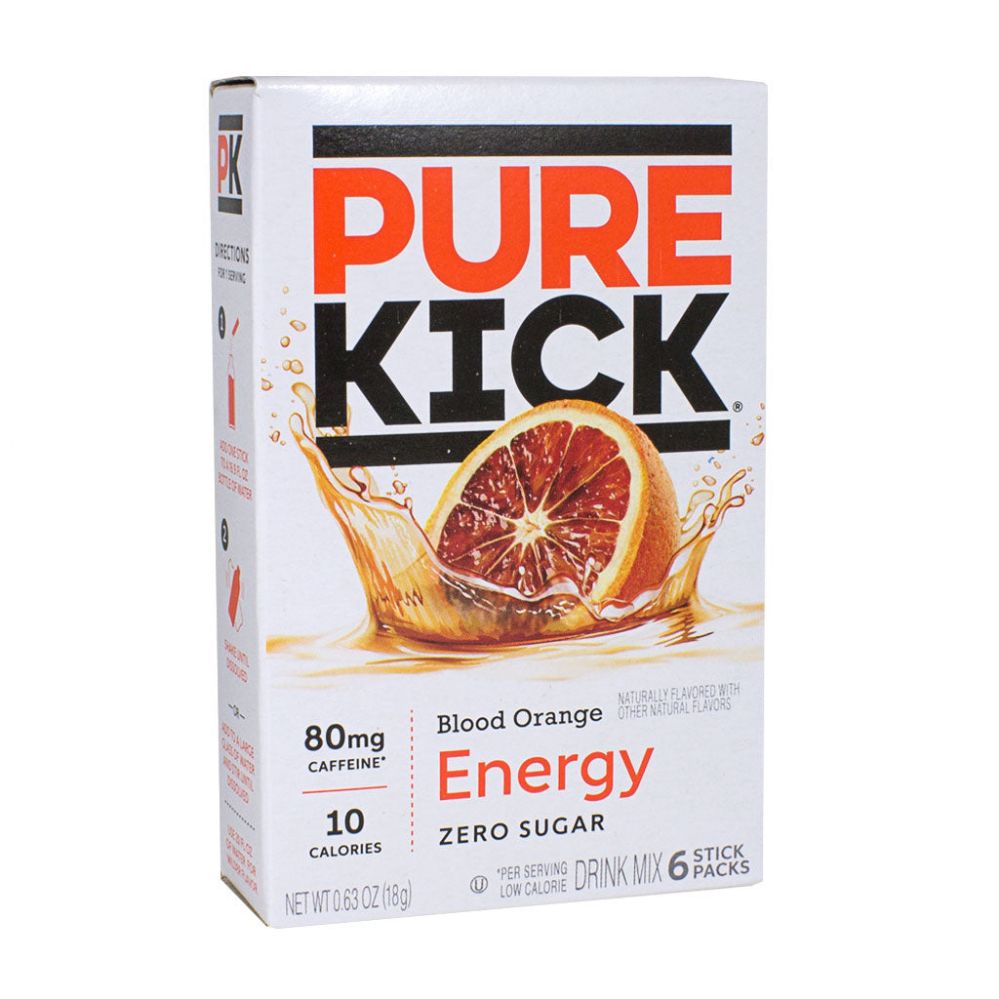 12 Pieces of Pure Kick Energy Drink Mix Blood Orange Singles To GO- 6 Ct.