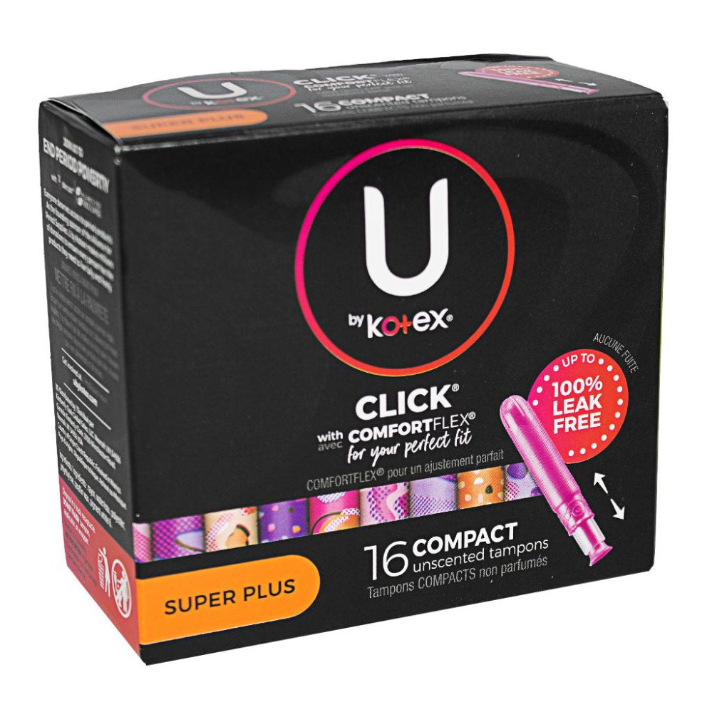24 pieces of Travel Size U By Kotex  Click Compact Tampons Super Plus - Box Of 16