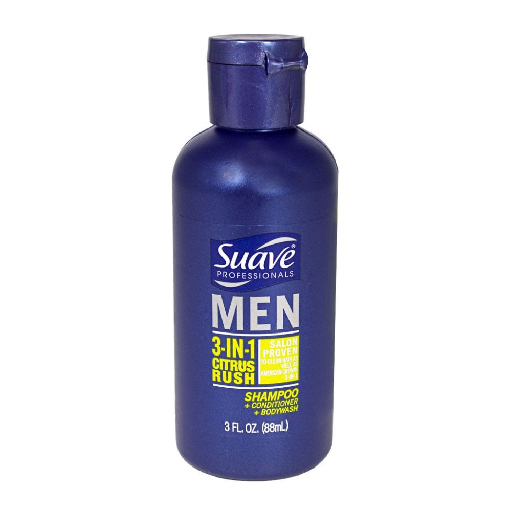12 Pieces of Travel Size Suave Men 3-in-1 Citrus Rush Shampoo + Conditioner + Body Wash - 3 oz.