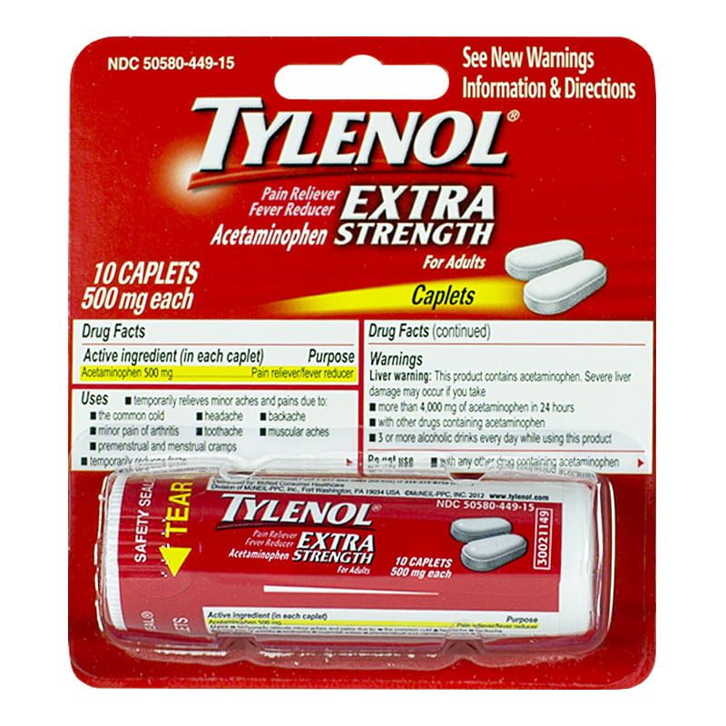 24 Pieces of Travel Size Tylenol Extra Strength - Carded Vial Of 10