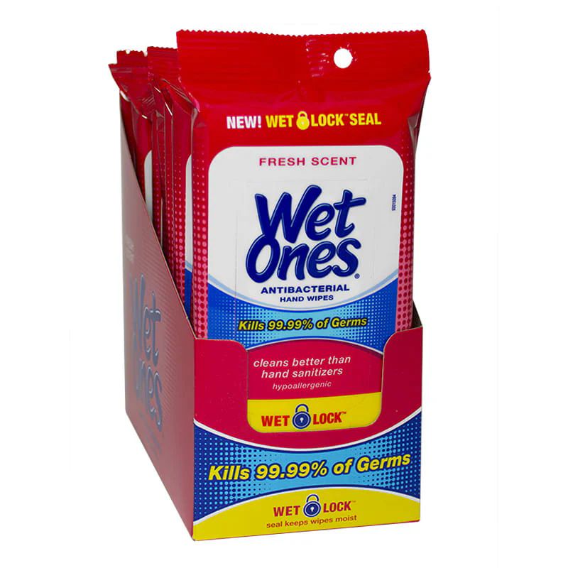 10 Pieces of Travel Size Wet Ones Antibacterial Wipes - Pack Of 20