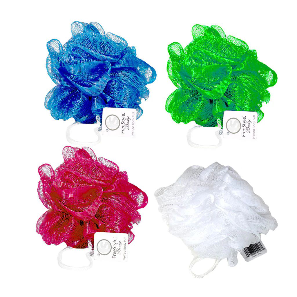 48 Pieces of FreeStyle Netted Bath Puff - Assorted Colors