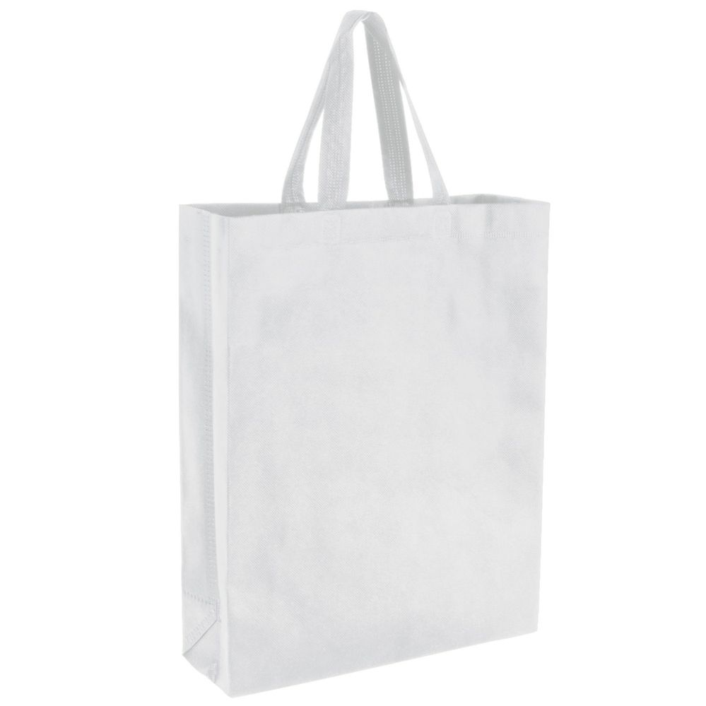 100 pieces of 15 Inch Tall Reusable Grocery Shopping Bag - 7 Colors White