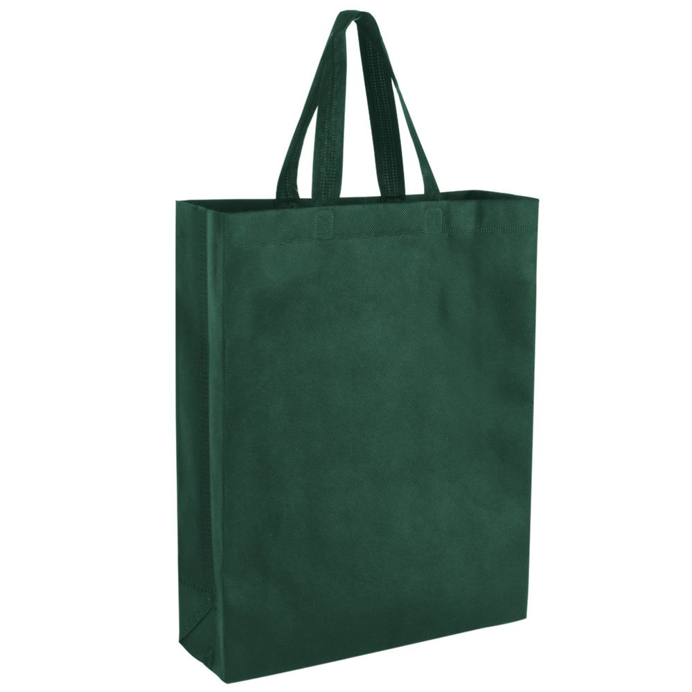 100 pieces of 15 Inch Tall Reusable Grocery Shopping Bag - 7 Colors Green