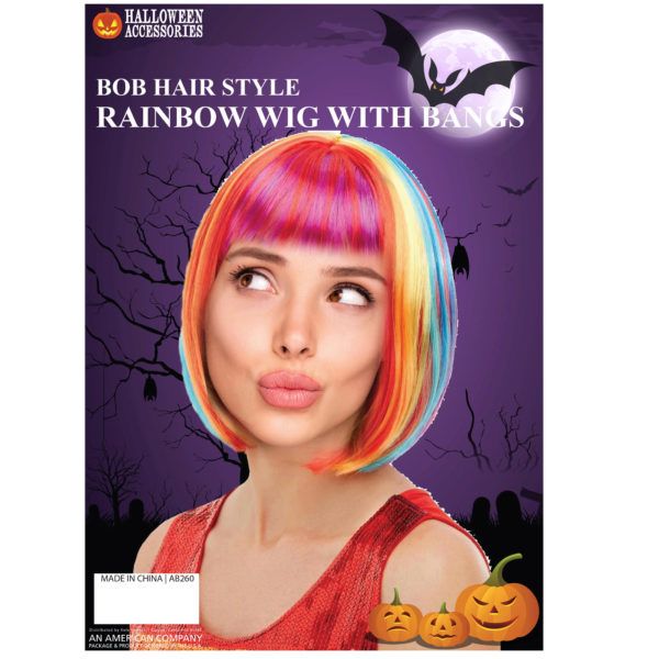 24 pieces of Rainbow Bob Hairstyle Wig With Bangs
