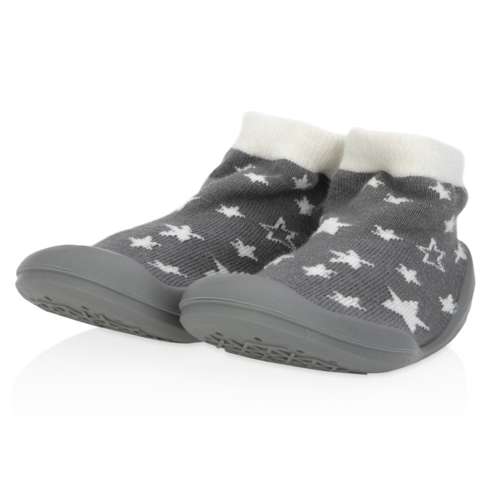24 Pieces of Nuby Baby Rubber Shoes - Gray Stars Small