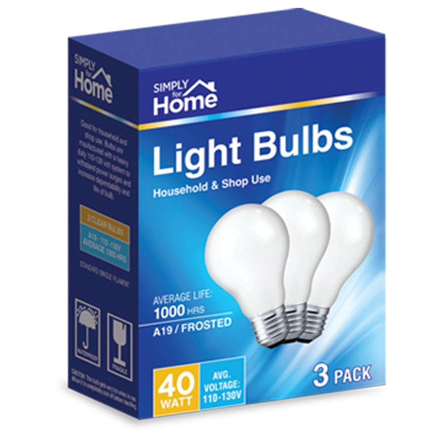 40 pieces of Simply For Home Light Bulb 3 Pk 40w Frosted