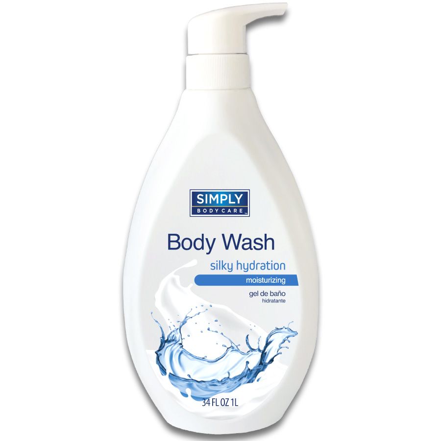 12 Pieces of Simply Bodycare Body Wash 1 L (34 Oz) Silky Hydration Moisturizing