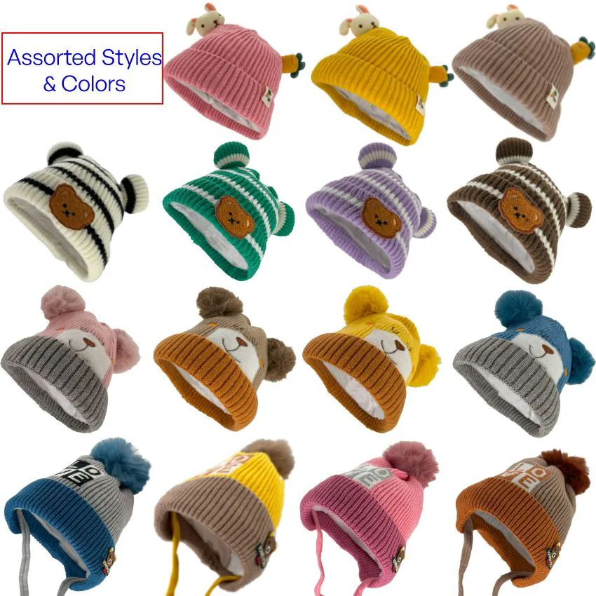 24 Pieces of Childrens Winter Hats Set - Cute Winter Hats