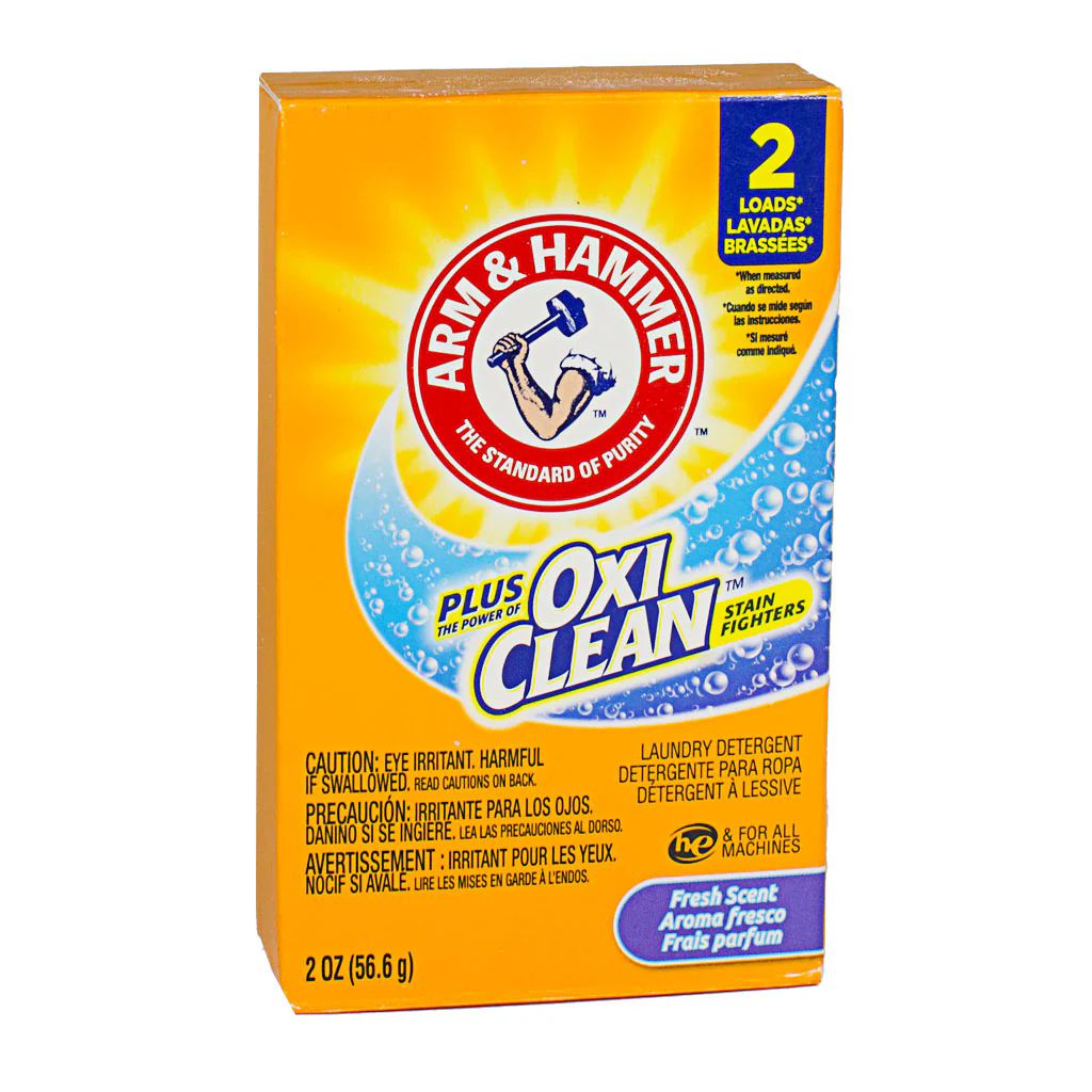 156 Pieces of Travel Size Arm & Hammer Plus OxiClean 2 Loads HE Laundry Detergent - 2 oz.