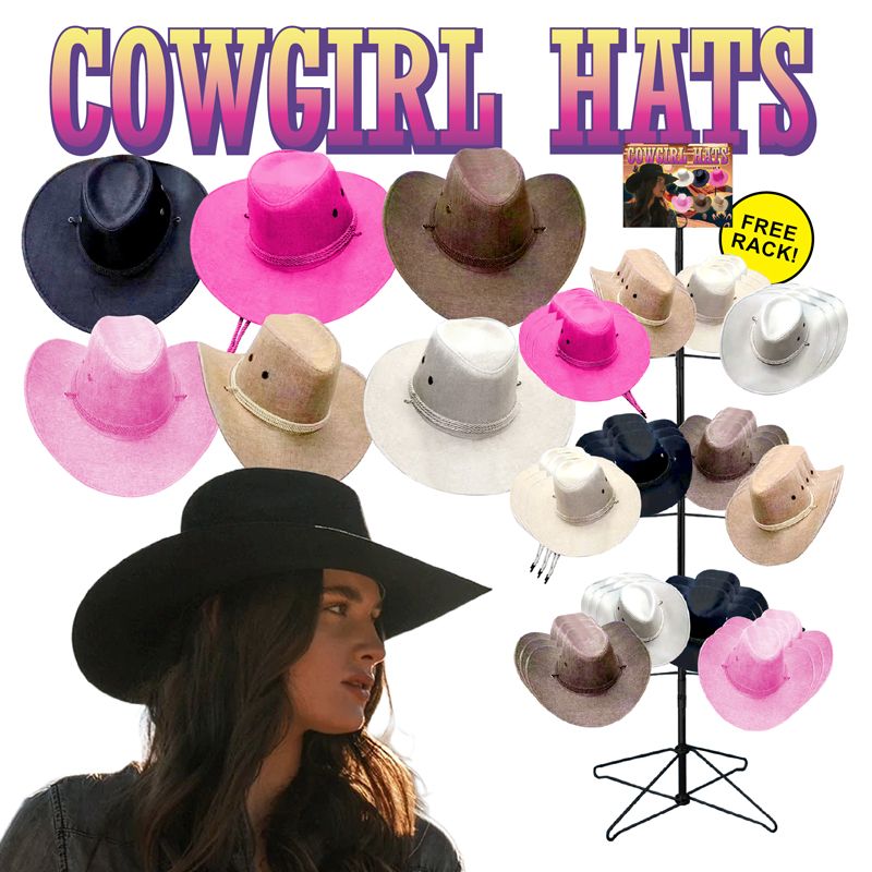 72 Pieces of 72pc Ladies Cowgirl Hat Display