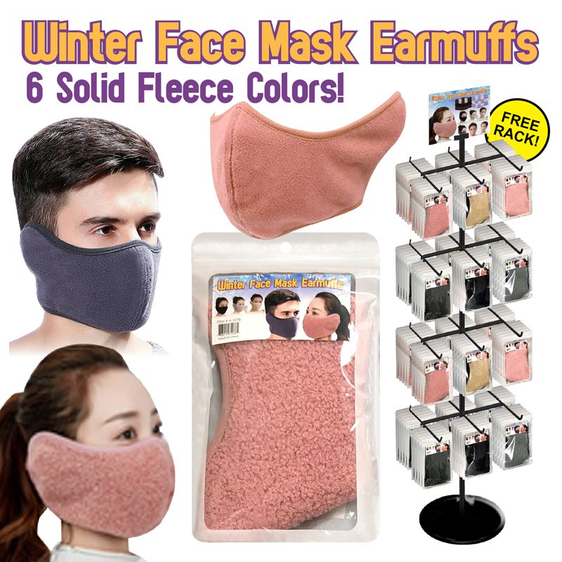 288 pieces of 288pc Winter Fleece Face Mask & Earmuff Display
