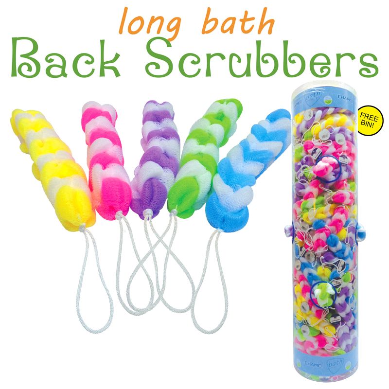 144 pieces of Long Bath Back Scrubber 144 Per Tube Display