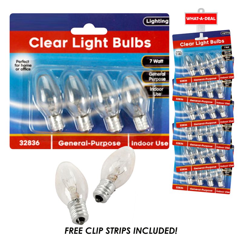 36 pieces of 36pcs 4 Pack Clear Night Light Bulbs  With 3 Clip Strips