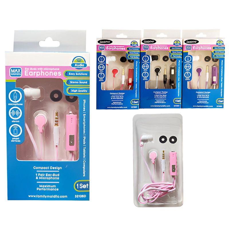 144 pieces of Earphones With Microphone 1.2m - 4 Colors