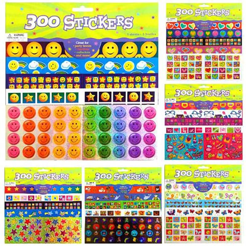 300 pieces of 300 Pc Sticker Collections 6 Assorted Styles